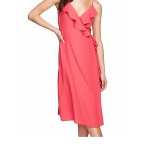1 State Spaghetti Strap Flounce Wrap Tank Dress Size 4 Hot Pink NWT